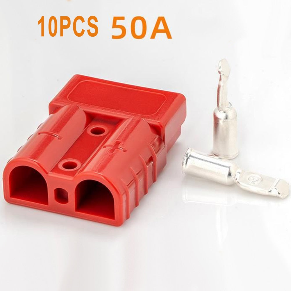 10Pcs Straight Plug 48x37x16mm Two Pole Waterproof Connector Red/black For Anderson Style Plug Connectors 50 AMP 12-80V 12-6AWG